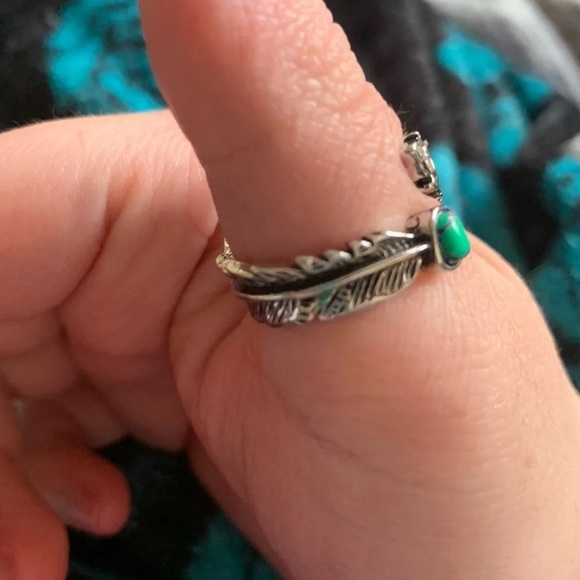 🪶 BOHO Feather Stone Trendy Adjustable Ring 🪶 - Picture 5 of 6